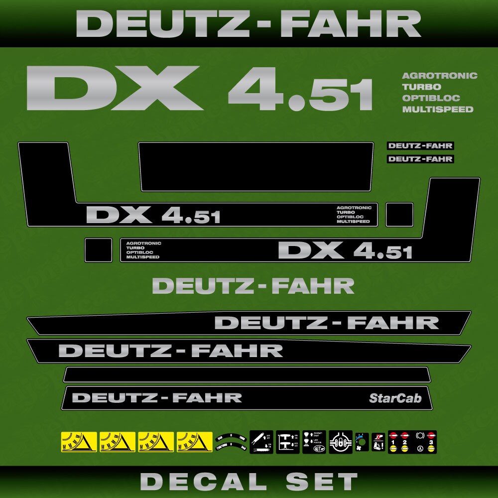 Deutz DX 4.51 ATOM Aftermarket Replacement Tractor Decal (Sticker) Set replacement decal set