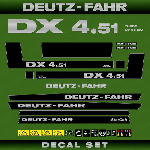 Deutz DX 4.51 TO Aftermarket Replacement Tractor Decal (Sticker) Set replacement decal set