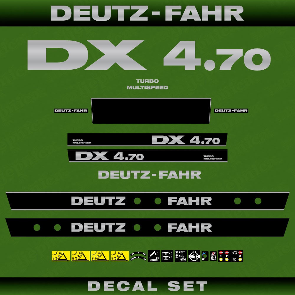Deutz DX 4.70 TM Aftermarket Replacement Tractor Decal (Sticker) Set replacement decal set