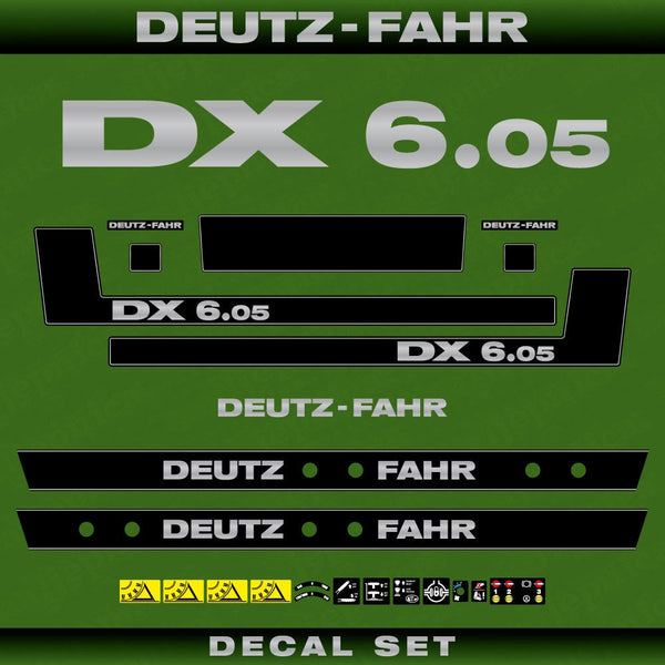 Deutz DX 6.05 Aftermarket Replacement Tractor Decal (Sticker) Set replacement decal set