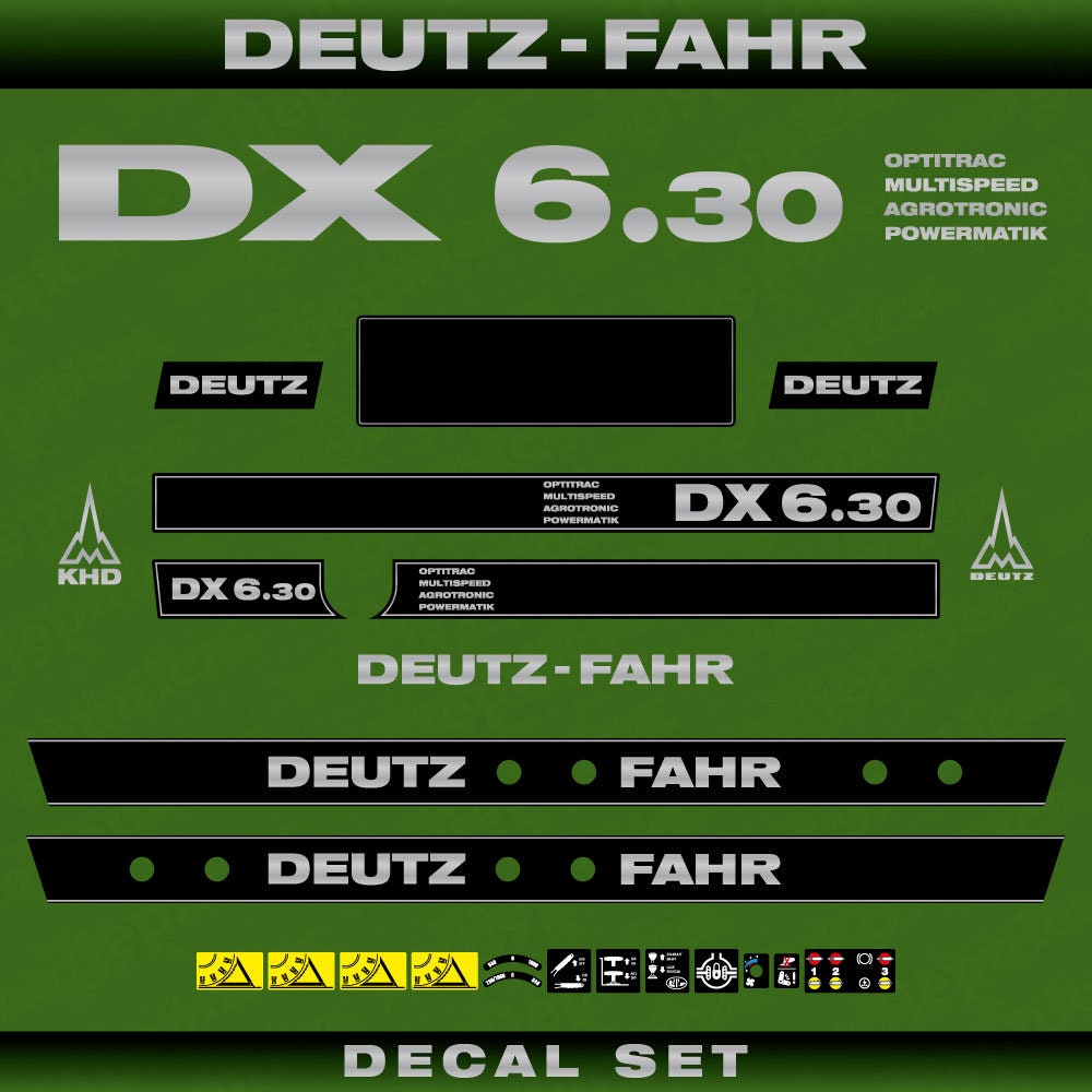 Deutz DX 6.30 OMAP Aftermarket Replacement Tractor Decal (Sticker) Set replacement decal set