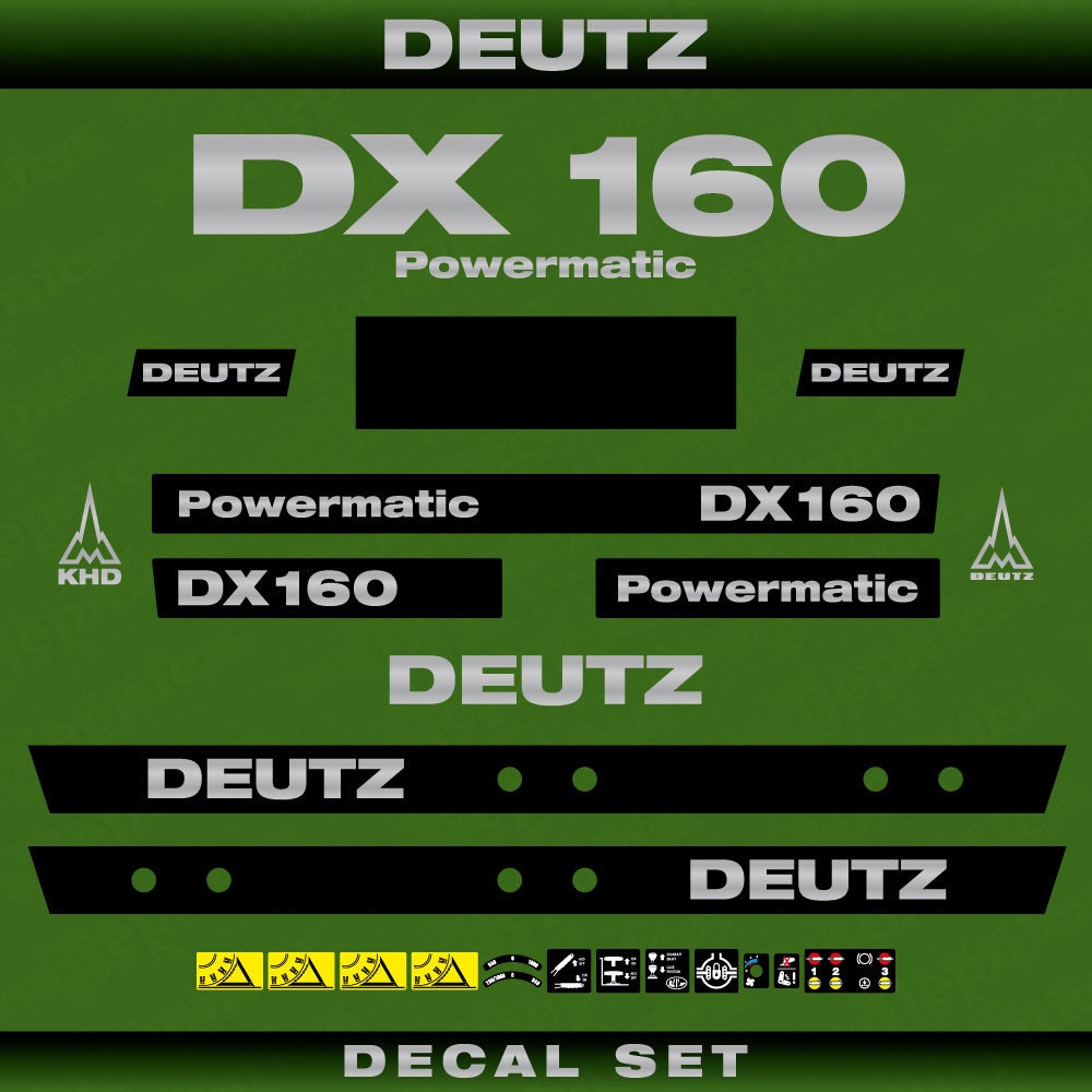 Deutz DX 160 Powermatic Aftermarket Replacement Tractor Decal (Sticker) Set