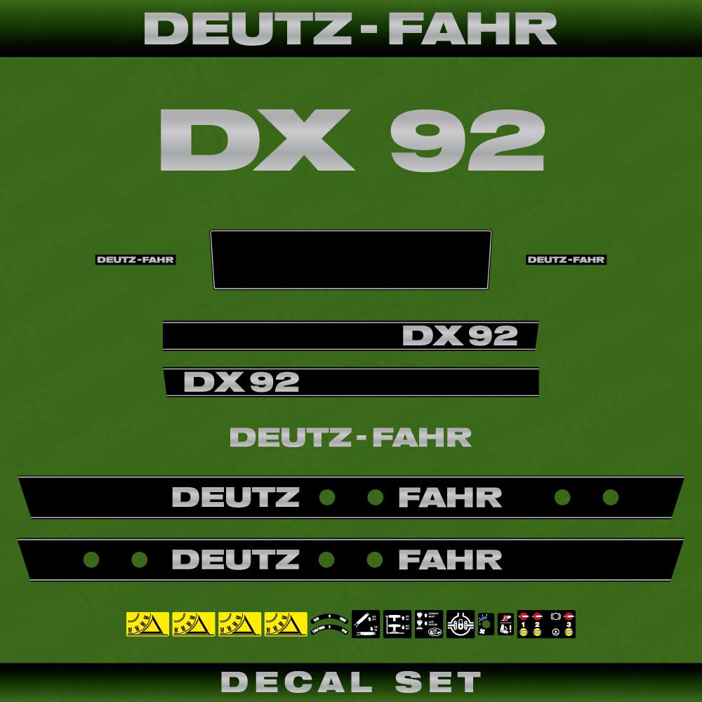 Deutz DX 92 Aftermarket Replacement Tractor Decal (Sticker) Set