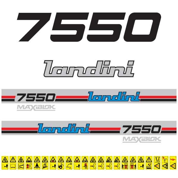 Landini 7550 Maxiblok Aftermarket Replacement Tractor Decal (Sticker) Set