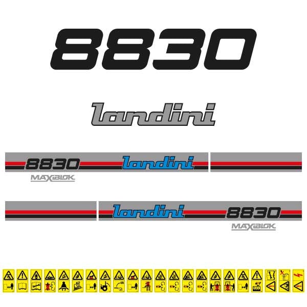 Landini 8830 Maxiblok (1987) Aftermarket Replacement Tractor Decal (Sticker) Set