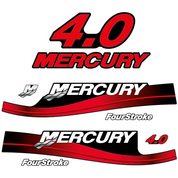 Mercury 4.0 Four Stroke (1994-1998) Outboard Decal /aufkleber / adesivo / Sticker Set replacement decal set