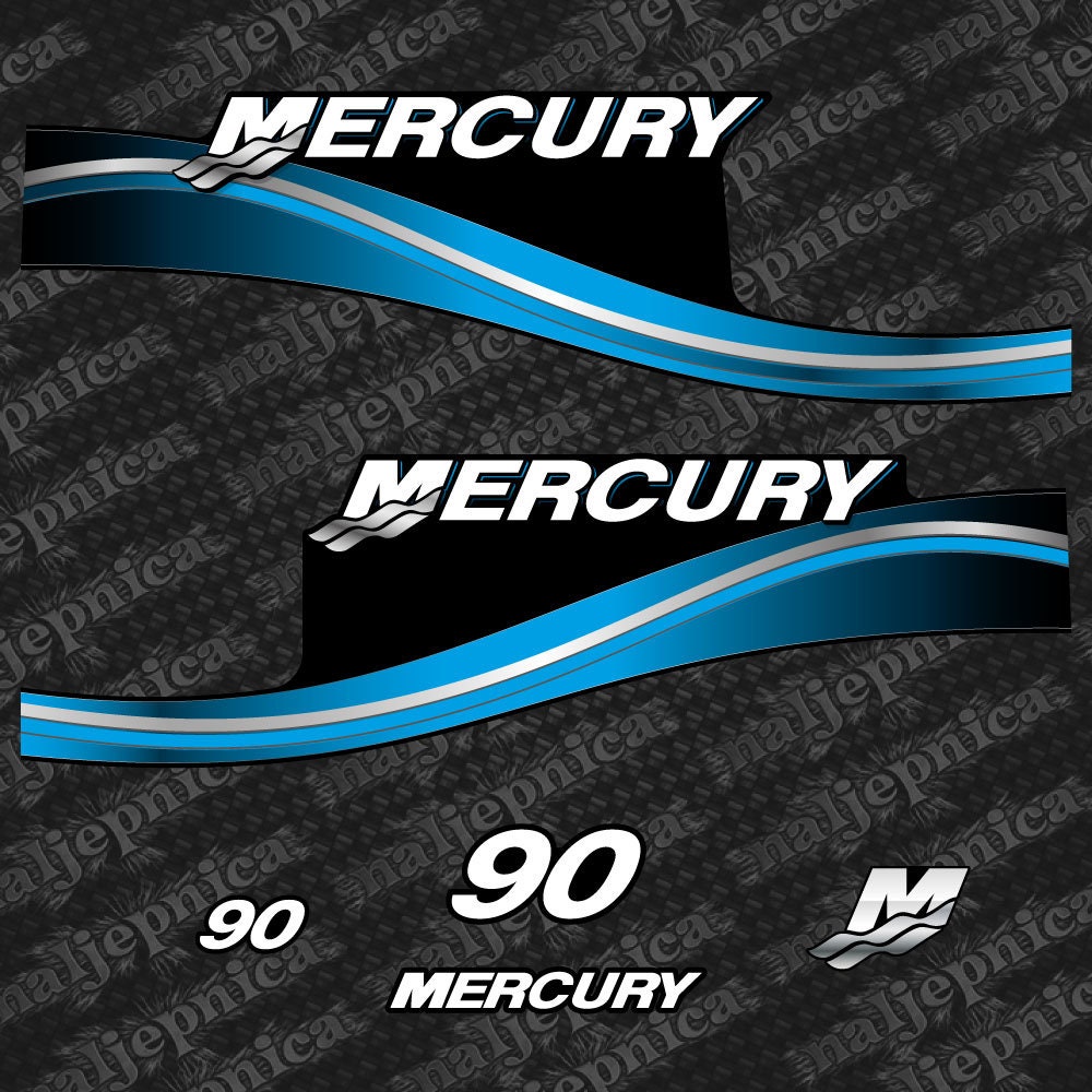 Mercury 90 Two Stroke Blue (2005) Outboard Decal / Aufkleber / Adesivo/ Sticker Set replacement decal set