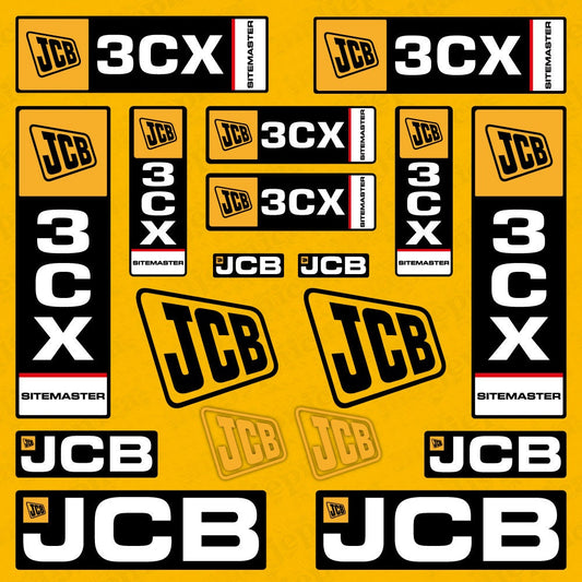 JCB 3CX Sitemaster Equipment Machinery Aftermarket Decal / Aufkleber / Adesivo / Sticker / Replacement Set