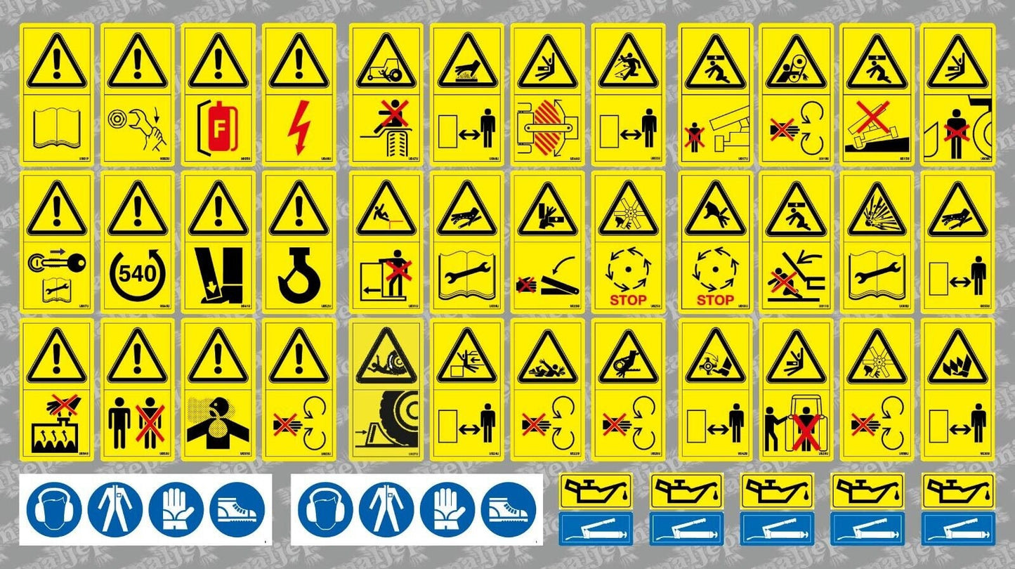 Equipment machinery Warning Aftermarket Decal / Aufkleber / Adesivo / Sticker / Replacement Set