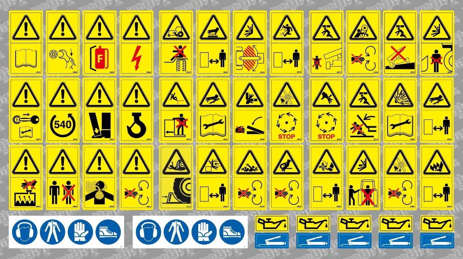 Equipment machinery Warning Aftermarket Decal / Aufkleber / Adesivo / Sticker / Replacement Set