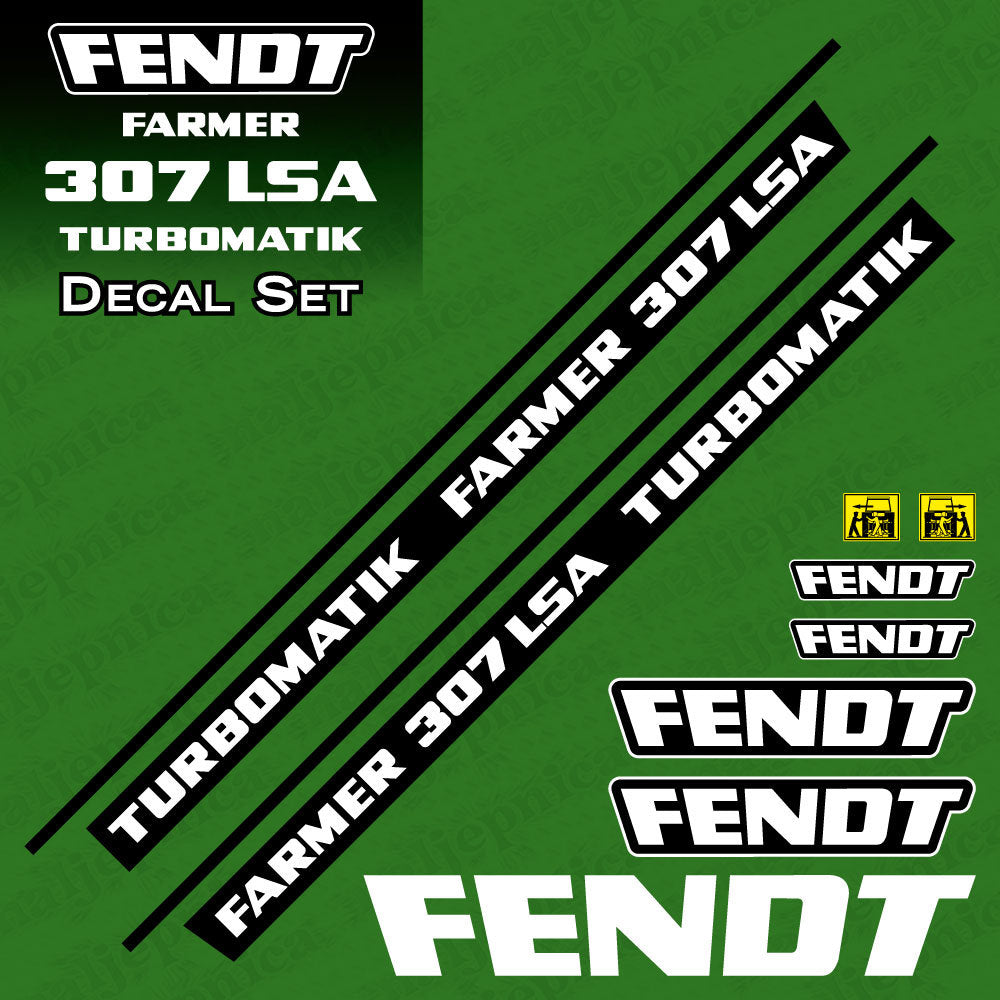 Fendt Farmer 307 LSA Turbomatik Aftermarket Replacement Tractor Decal Sticker Set