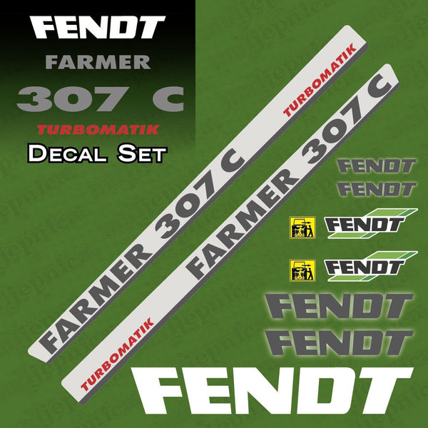 Fendt Farmer 307 C Turbomatik Silver Aftermarket Replacement Tractor Decal Sticker Set