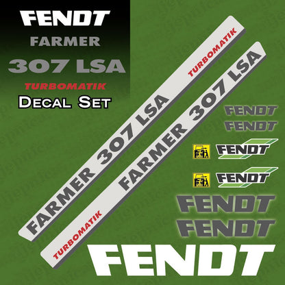Fendt Farmer 307 LSA Turbomatik Silver Aftermarket Replacement Tractor Decal Sticker Set