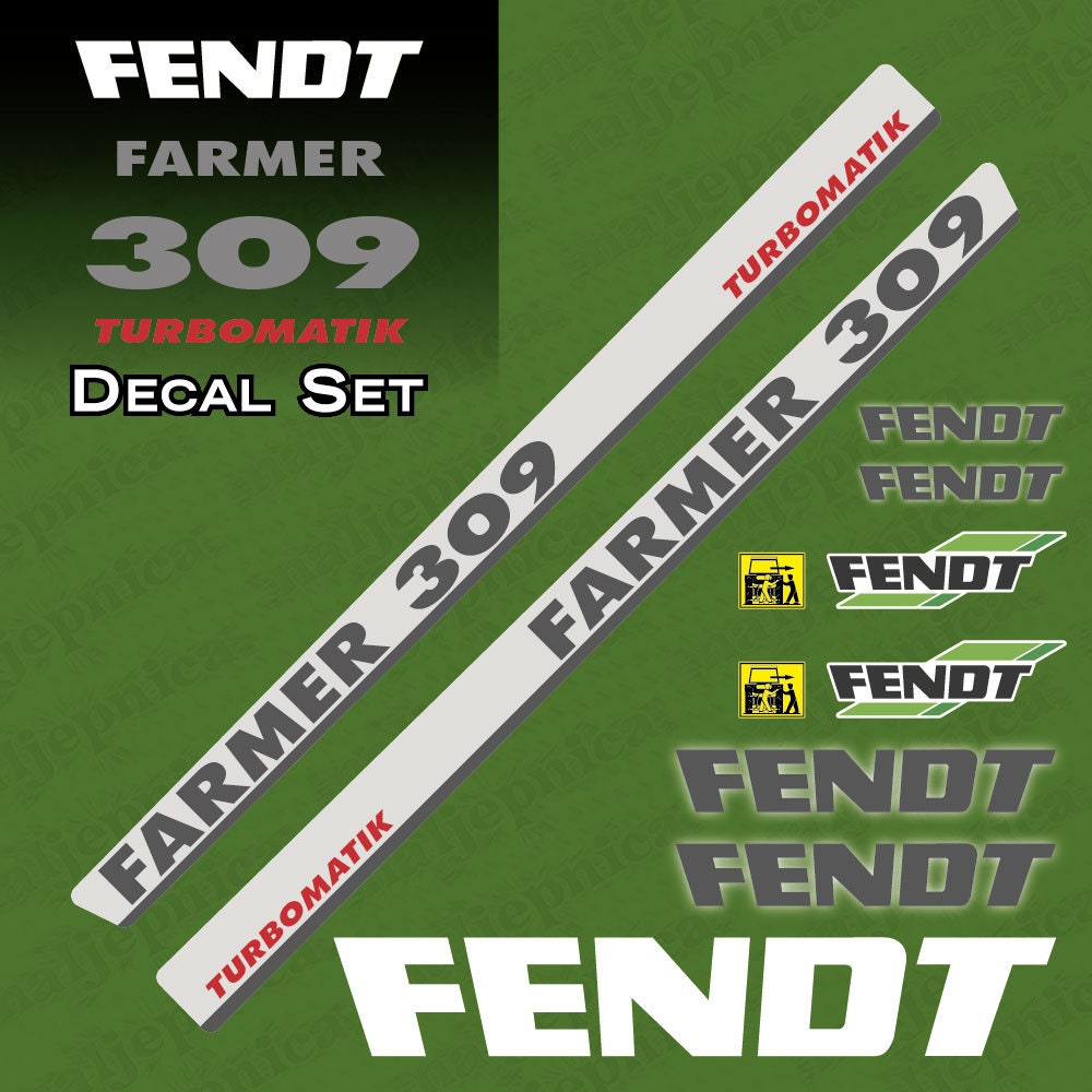 Fendt Farmer 309 Turbomatik Silver Aftermarket Replacement Tractor Decal Sticker Set