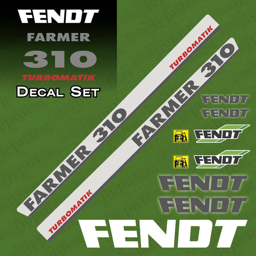 Fendt Farmer 310 Turbomatik Silver Aftermarket Replacement Tractor Decal Sticker Set