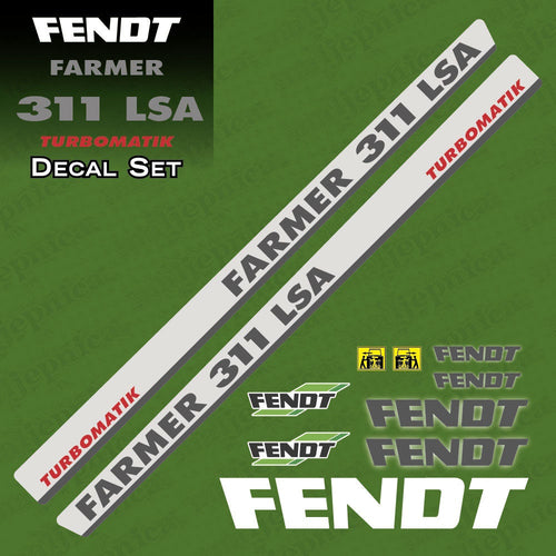 Fendt Farmer 311 LSA Turbomatik Silver Aftermarket Replacement Tractor Decal Sticker Set