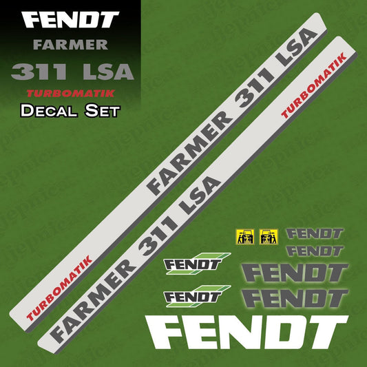 Fendt Farmer 311 LSA Turbomatik Silver Aftermarket Replacement Tractor Decal Sticker Set
