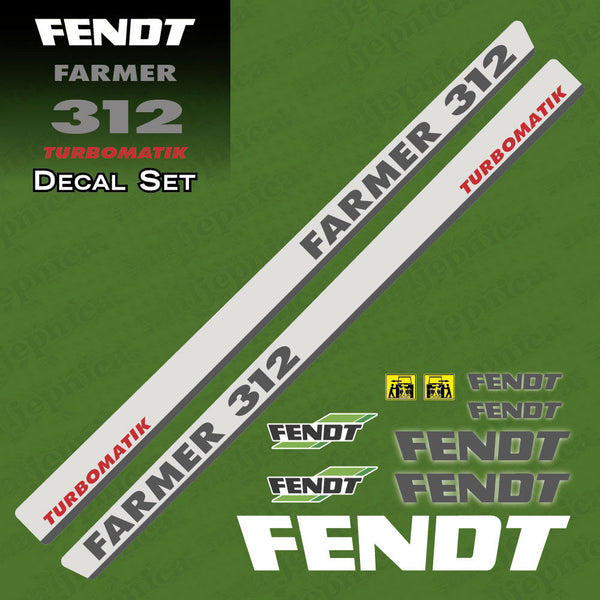 Fendt Farmer 312 Turbomatik Silver Aftermarket Replacement Tractor Decal Sticker Set