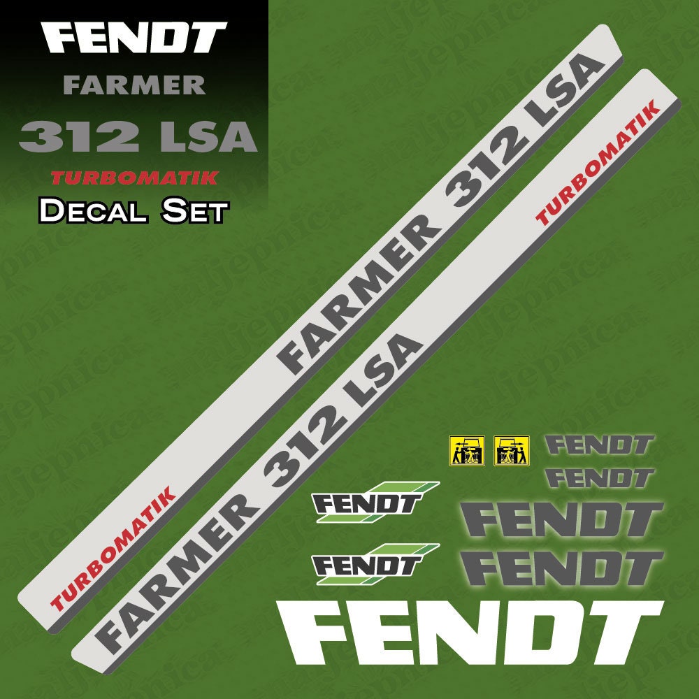 Fendt Farmer 312 LSA Turbomatik Silver Aftermarket Replacement Tractor Decal Sticker Set