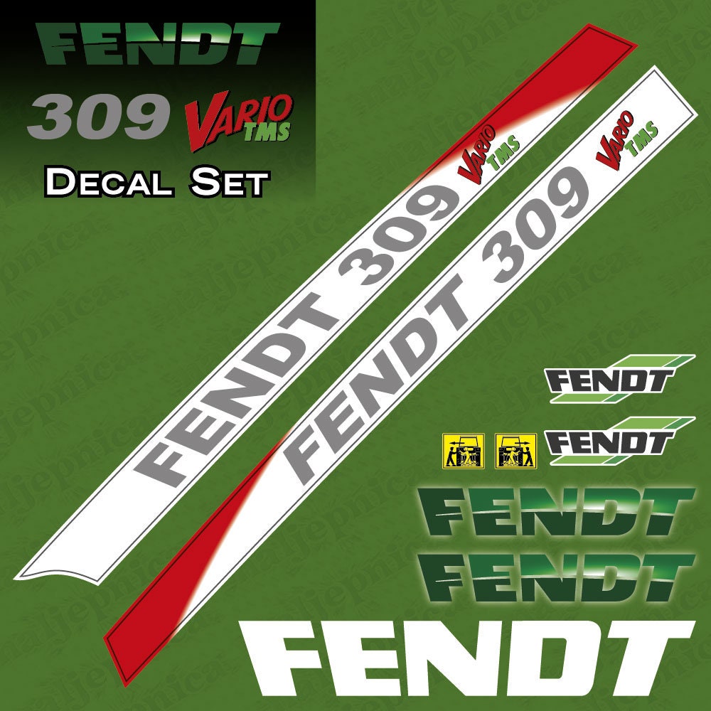Fendt 309 TMS Vario Aftermarket Replacement Tractor Decal / Aufkleber / Adesivo Sticker Set