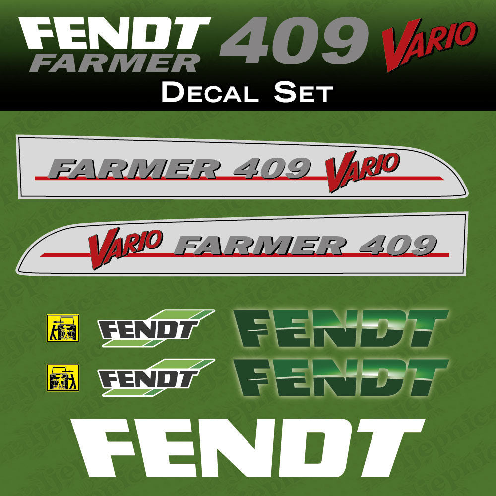 Fendt Farmer 409 Vario Aftermarket Replacement Tractor Decal Sticker Set