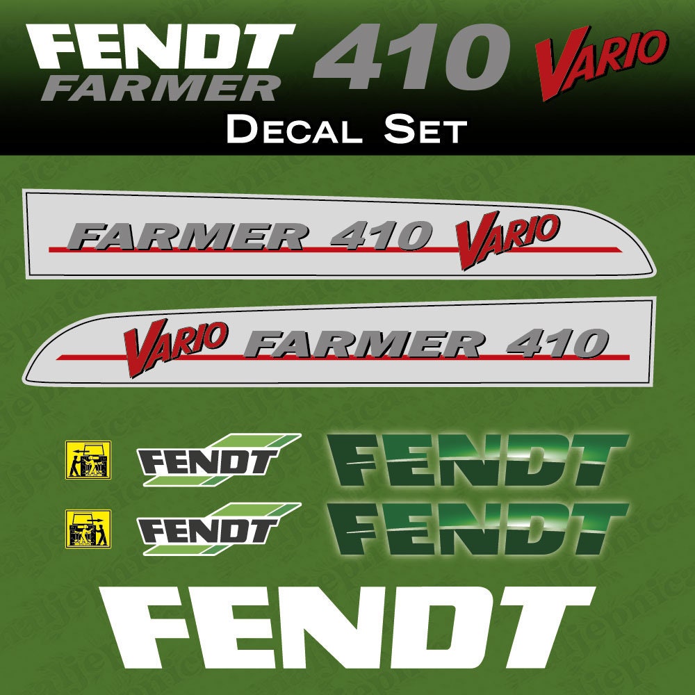 Fendt Farmer 410 Vario Aftermarket Replacement Tractor Decal Sticker Set