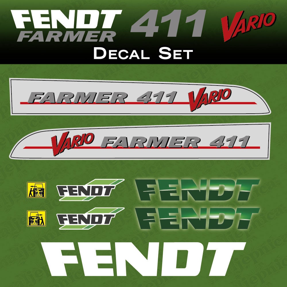 Fendt Farmer 411 Vario Aftermarket Replacement Tractor Decal Sticker Set