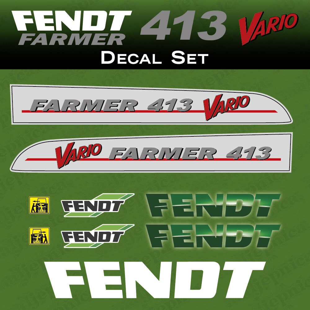 Fendt Farmer 413 Vario Aftermarket Replacement Tractor Decal Sticker Set