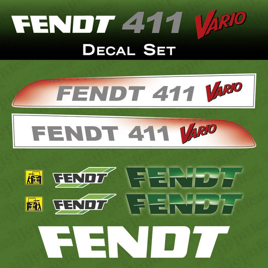 Fendt 411 Vario Red Aftermarket Replacement Tractor Decal Sticker Set