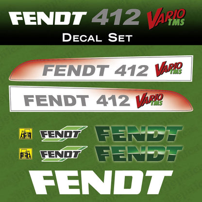 Fendt 412 Vario TMS Aftermarket Replacement Tractor Decal Sticker Set