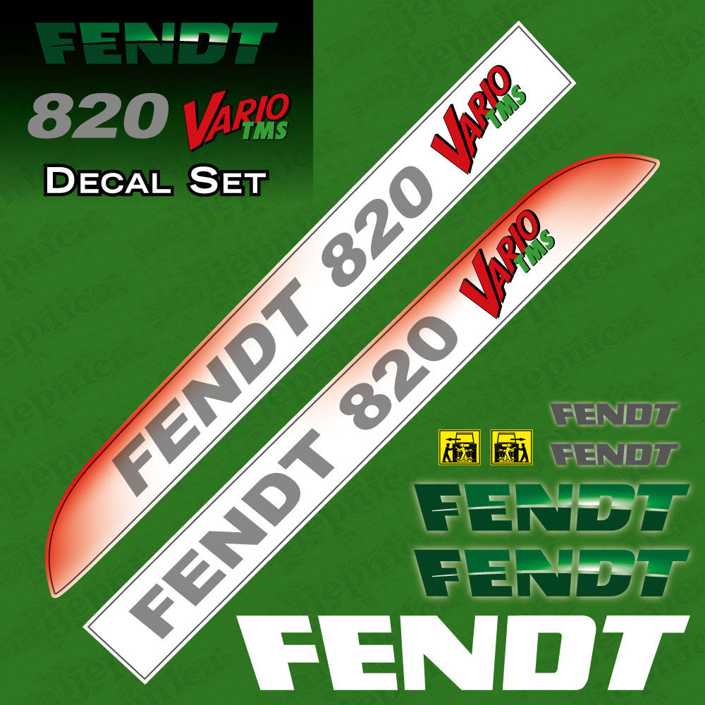Fendt 820 Vario TMS Red Aftermarket Replacement Tractor Decal Sticker Set