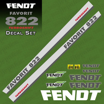 Fendt Favorit 822 Turboshift Aftermarket Replacement Tractor Decal Sticker Set