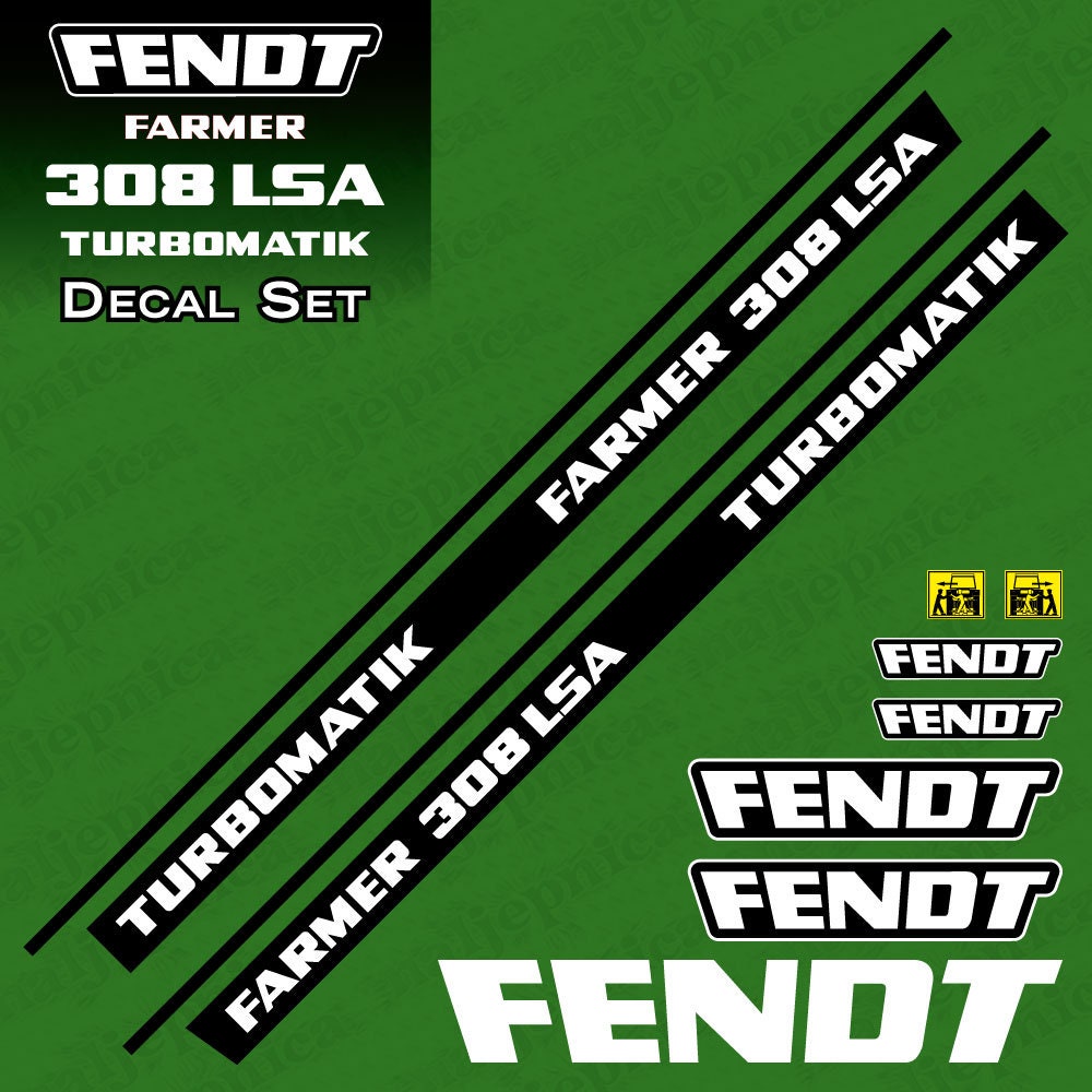 Fendt Farmer 308 LSA Turbomatik Aftermarket Replacement Tractor Decal Sticker Set