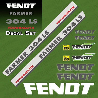 Fendt Farmer 304 LS Turbomatik Silver Aftermarket Replacement Tractor Decal Sticker Set
