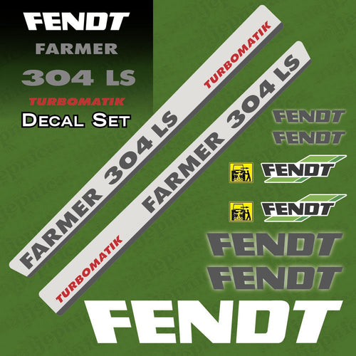 Fendt Farmer 304 LS Turbomatik Silver Aftermarket Replacement Tractor Decal Sticker Set