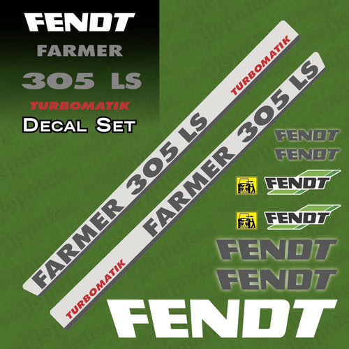 Fendt Farmer 305 LS Turbomatik Silver Aftermarket Replacement Tractor Decal Sticker Set