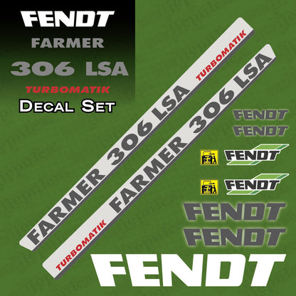 Fendt Farmer 306 LSA Turbomatik Silver Aftermarket Replacement Tractor Decal Sticker Set