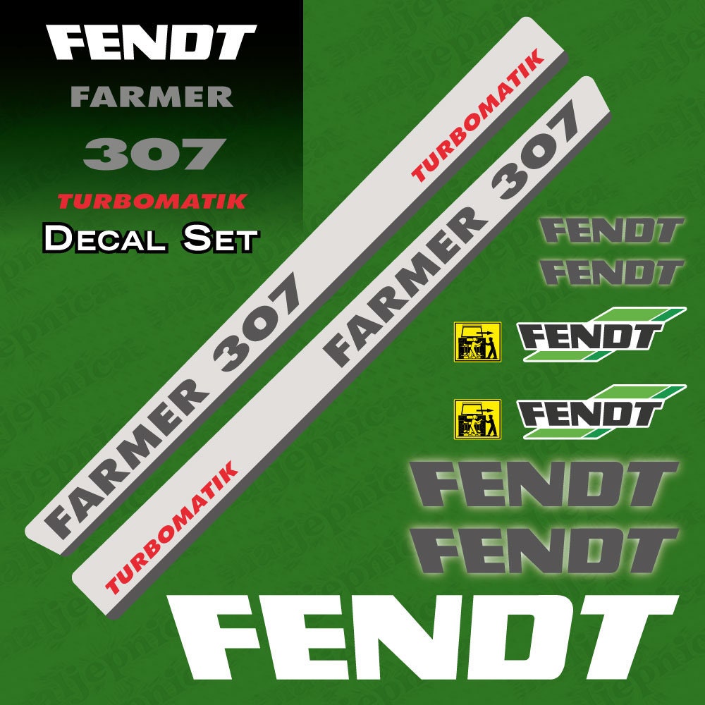 Fendt Farmer 307 Turbomatik Silver Aftermarket Replacement Tractor Decal Sticker Set