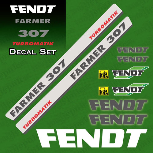 Fendt Farmer 307 Turbomatik Silver Aftermarket Replacement Tractor Decal Sticker Set