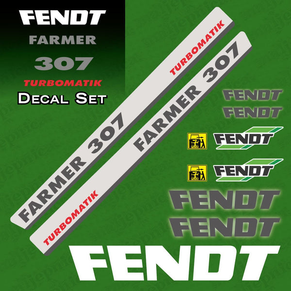 Fendt Farmer 307 Turbomatik Silver Aftermarket Replacement Tractor Decal Sticker Set