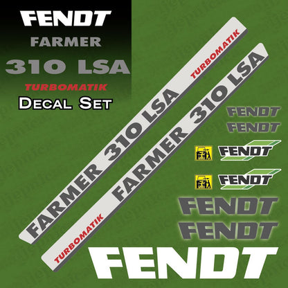 Fendt Farmer 310 LSA Turbomatik Silver Aftermarket Replacement Tractor Decal Sticker Set