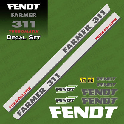Fendt Farmer 311 Turbomatik Silver Aftermarket Replacement Tractor Decal Sticker Set