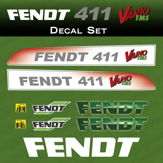 Fendt 411 Vario TMS Aftermarket Replacement Tractor Decal Sticker Set