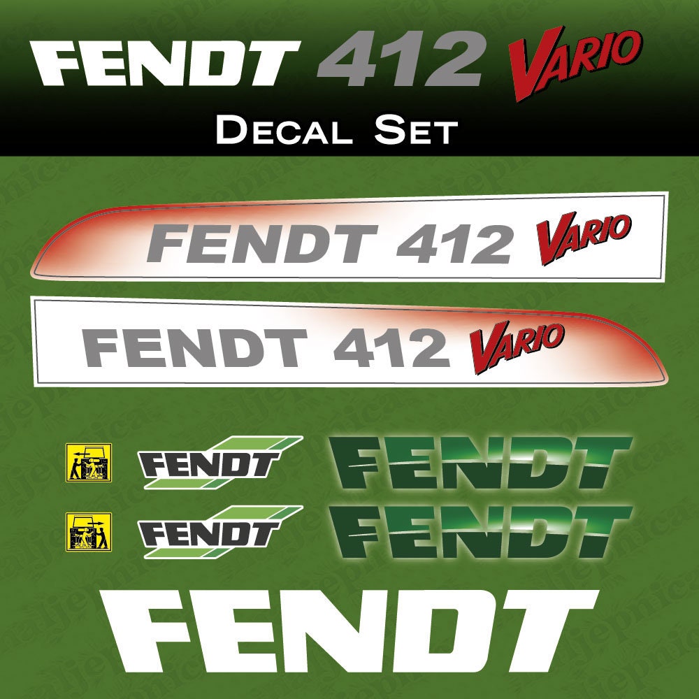 Fendt 412 Vario Aftermarket Replacement Tractor Decal Sticker Set