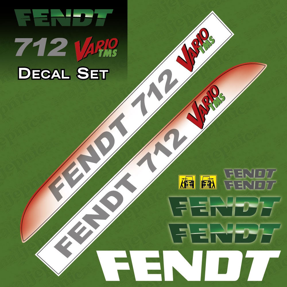 Fendt 712 TMS Vario Red Aftermarket Replacement Tractor Decal Sticker Set