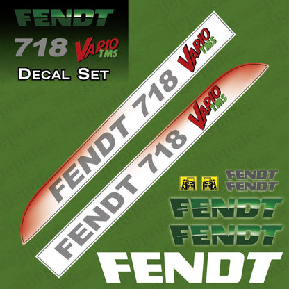 Fendt 718 Vario TMS Aftermarket Replacement Tractor Decal Sticker Set