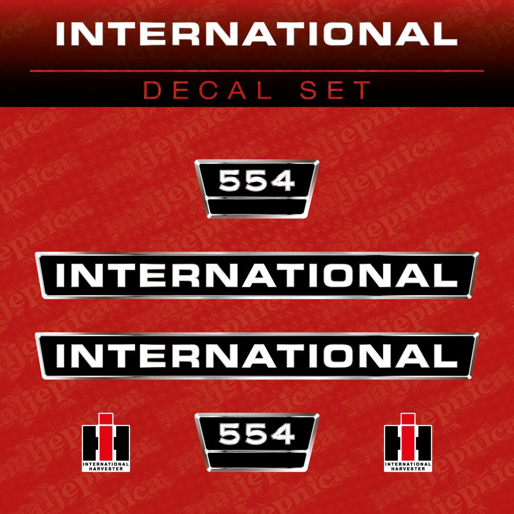 International 554 Aftermarket Replacement Tractor Decal (Sticker) Set