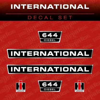 International 644 DIESEL Aftermarket Replacement Tractor Decal (Sticker) Set