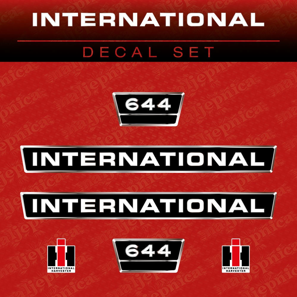 International 644 Aftermarket Replacement Tractor Decal (Sticker) Set