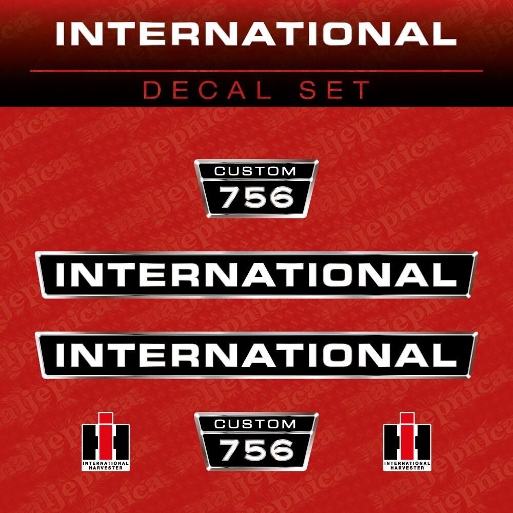 International 756 Custom Aftermarket Replacement Tractor Decal (Sticker) Set